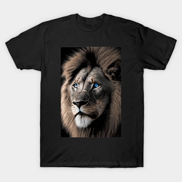 Lion with blue eyes T-Shirt by ai1art